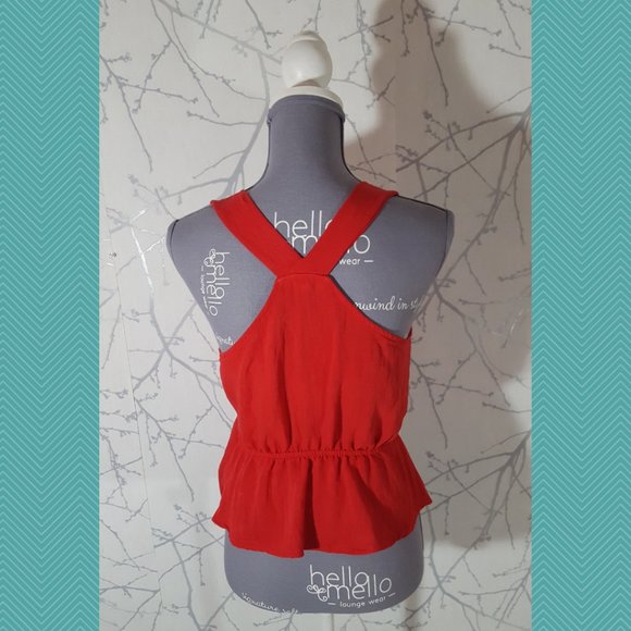 E & M Red Wrap Style Peplum Tank - Picture 4 of 5